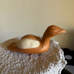 Artisan Tan and Cream Duck Sculpture